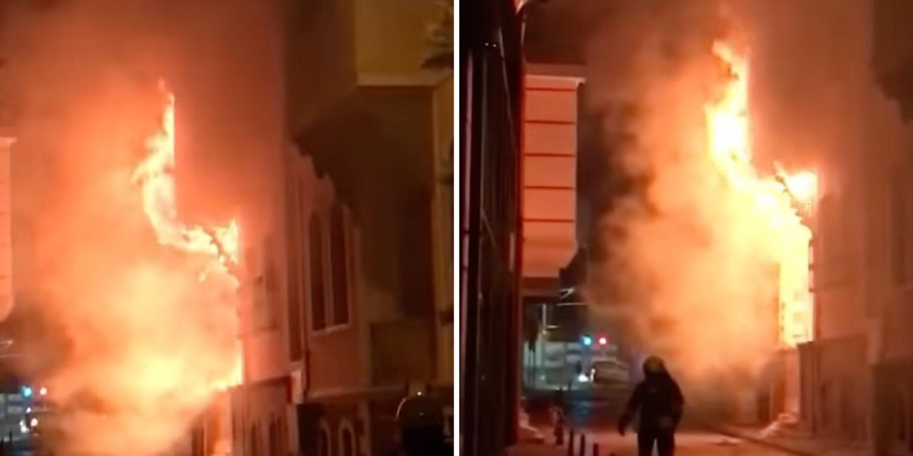 فيديو....اندلاع حريق ضخم في مبنى تاريخي بولاية قونية